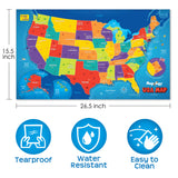 Mapology USA Map Wall Chart with Reusable Stickers