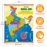 Mapology India Map Wall Chart with Reusable Stickers