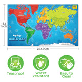 Mapology World Map Wall Chart with Reusable Stickers