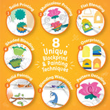 learn 8 techniques, over printing, pattern detailing, blending, solid painting, shaded blending, multicolour printing