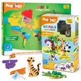 Mapology World Map Puzzle & Animals Miniature Set