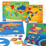 Mapology Combo: India & World Map Puzzle and Solar System Mobile - DIY Hanging Craft Kit