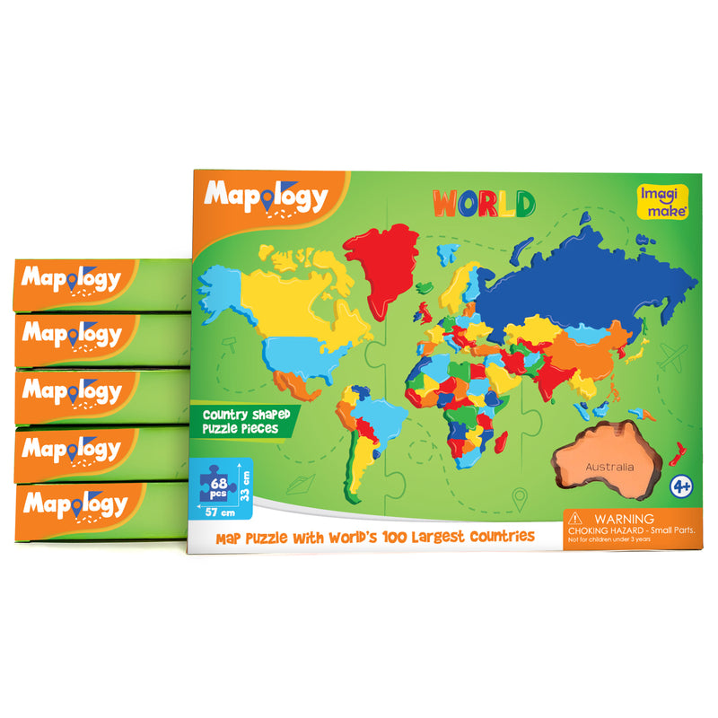 Mapology: Pack of 6 World Map Puzzle