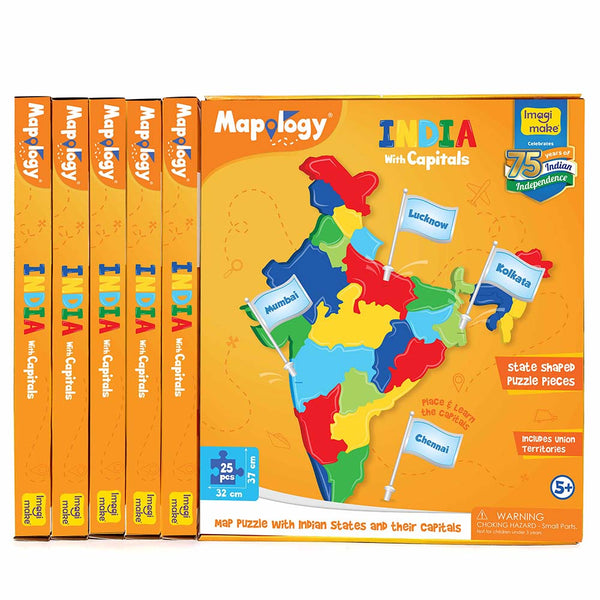 Mapology: Pack of 6 India with Capitals
