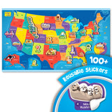 Mapology USA Map Wall Chart with Reusable Stickers