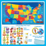 Mapology USA Map Wall Chart with Reusable Stickers