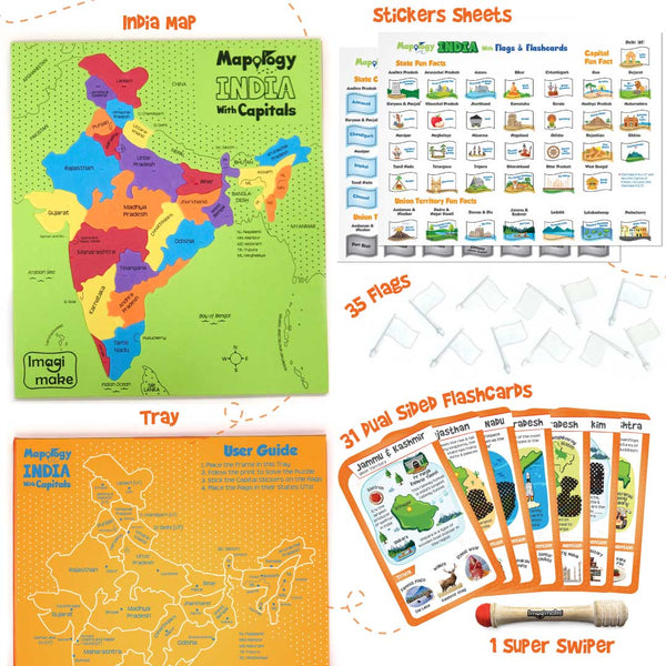 Mapology India With Flags and Flash Card