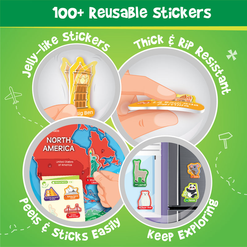 Mapology World Map Wall Chart with Reusable Stickers