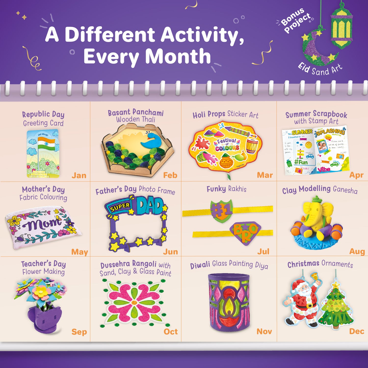 one month one activity, 12 craft activities in one box, different festivals