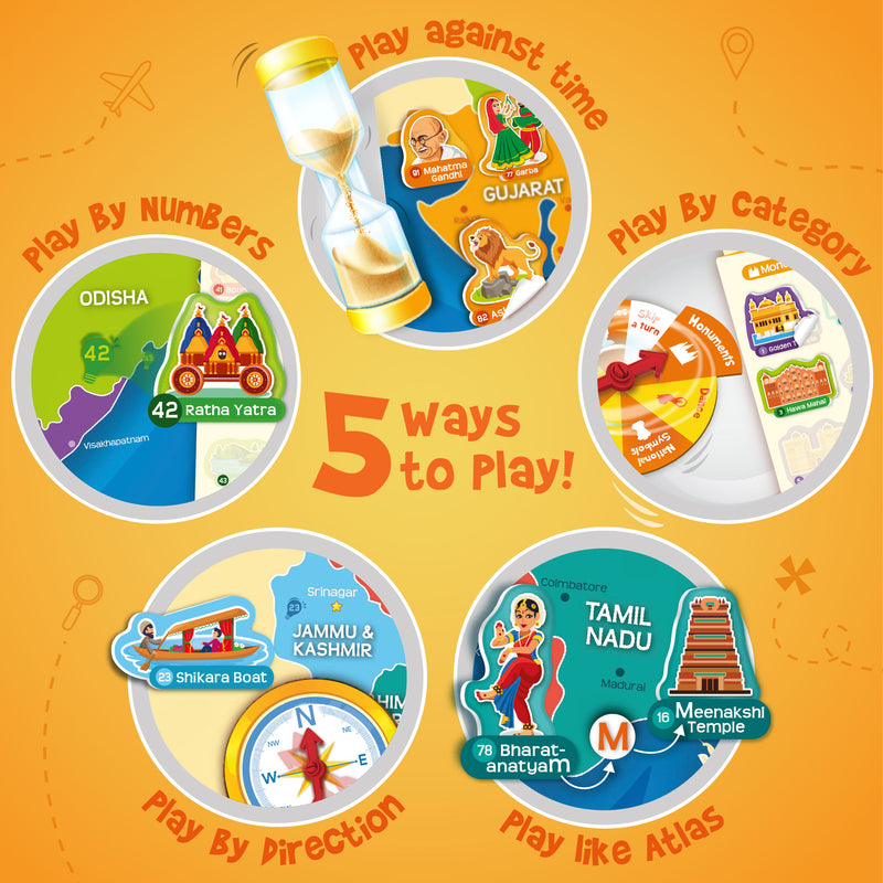 Mapology India Map Wall Chart with Reusable Stickers