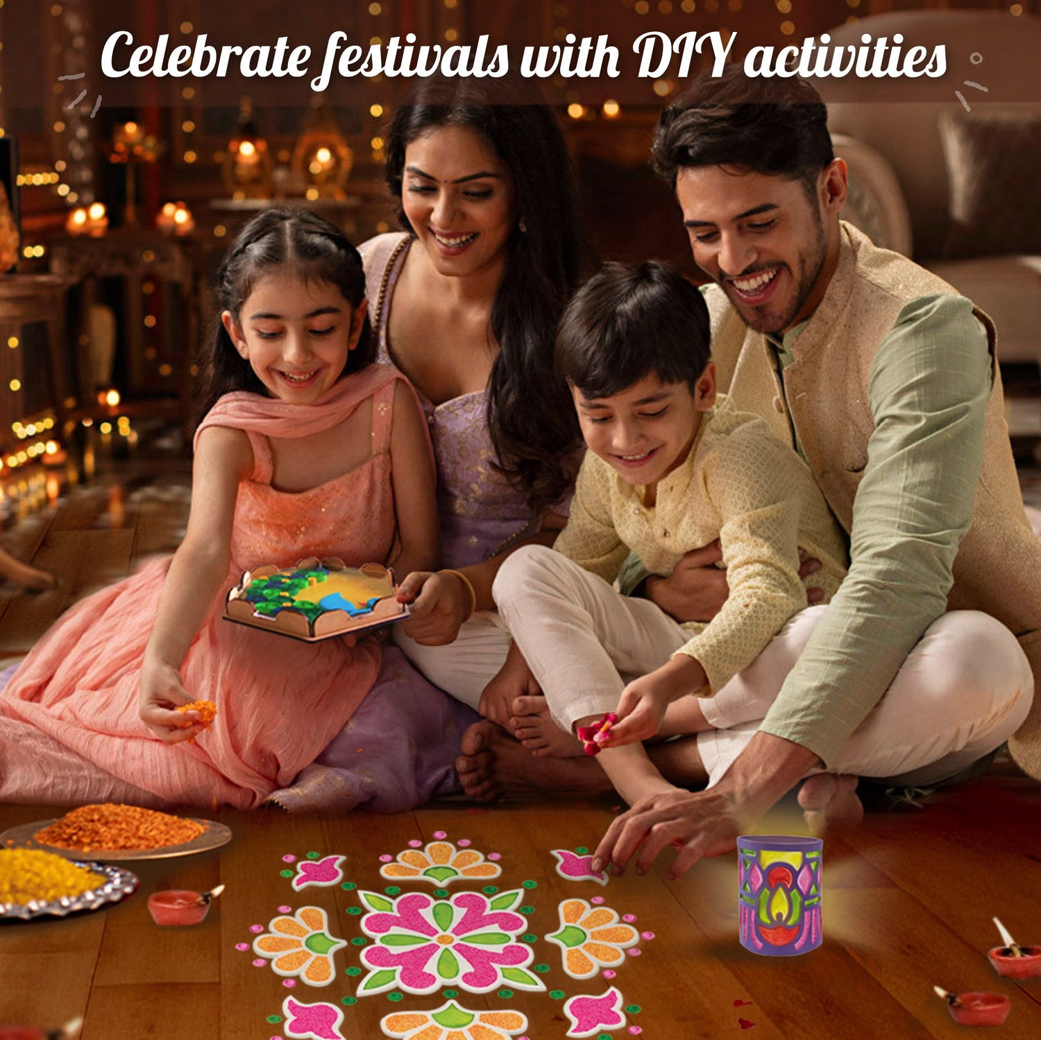 Diwali lanttern, rangoli, Aarti thali, fun activity for kids and family