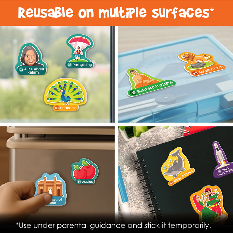 Mapology India Map Wall Chart with Reusable Stickers