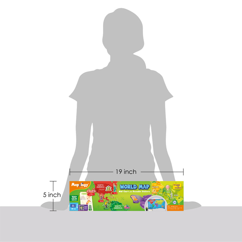 Mapology World Map Wall Chart with Reusable Stickers