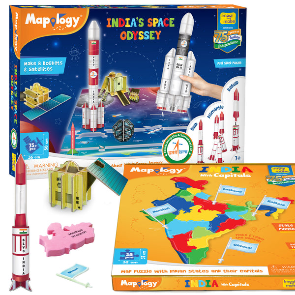 Mapology Combo Kit - India Map Puzzle & Space Odyssey
