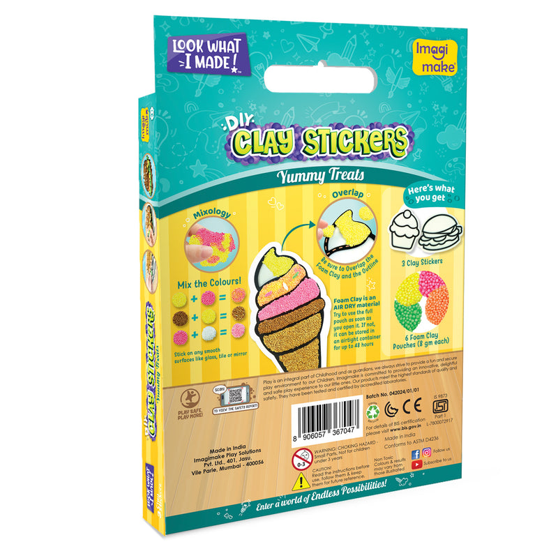 Pack Of 6 Assorted Clay Stickers - 3 Design Set