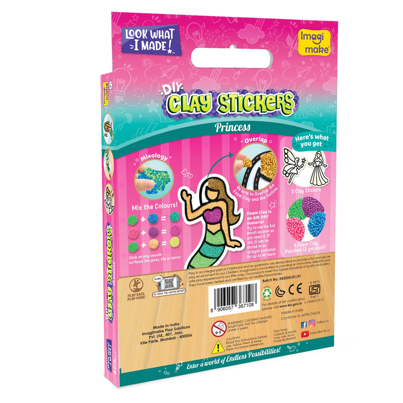Pack of 6 - Clay Stickers Princess