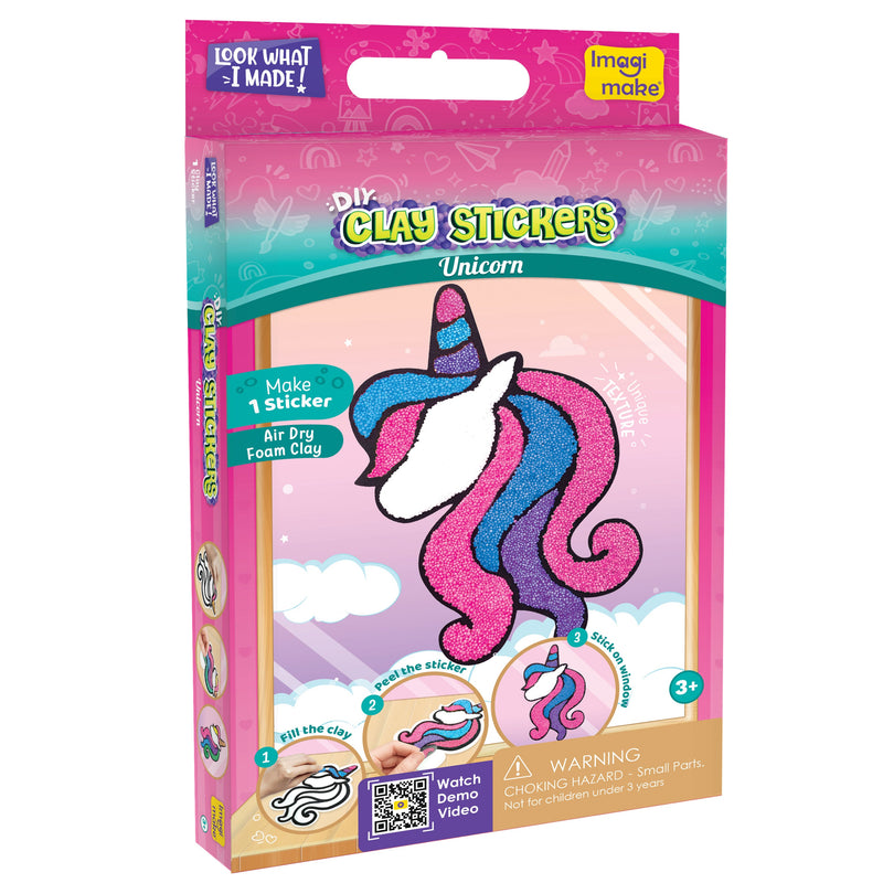 Pack of 6 - Clay Stickers Unicorn