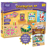 Celebration Kit packaging with various craft items and promotional text on a white background