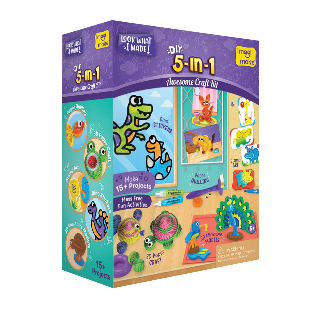 Imagimake 3-in-1 Awesome craft Kit - Arts and crafts for Kids Ages 6-8