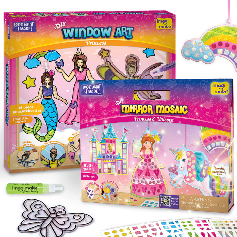 Princess Craft Combo: Glass Painting & Mirror Mosaic Kit