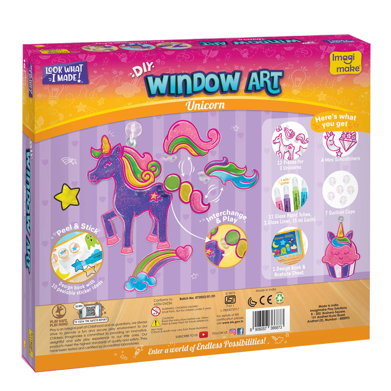 Imagimake Window Art for Kids - Suncatcher Kits for Kids - Arts and Crafts for Kids Ages 6-8 - Princess, Unicorn Toys - Gifts Fo