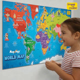 Mapology World Map Wall Chart with Reusable Stickers