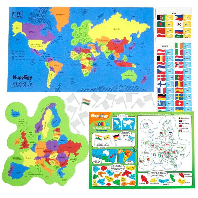 Mapology World & USA with Flags & Capitals