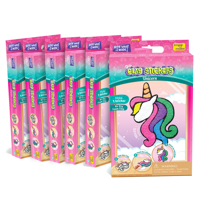 Pack of 6 - Clay Stickers Unicorn