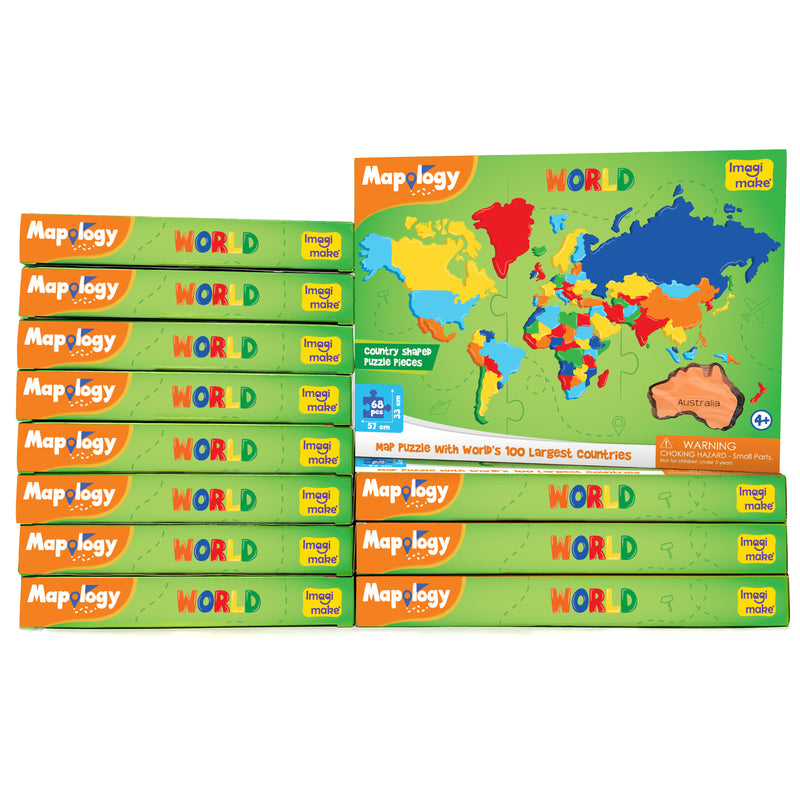 Mapology: Pack of 12 World Map Puzzle